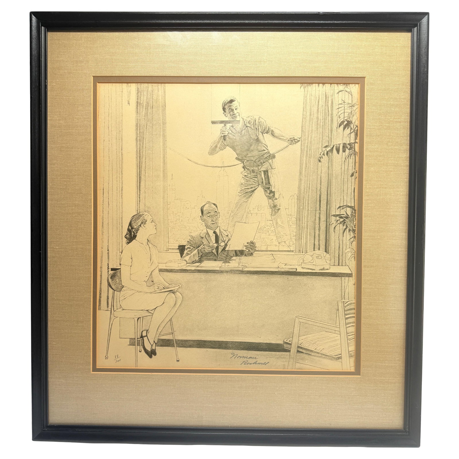 Norman Rockwell Signed Limited Edition Lithograph Window Washer 88/200 (1 of 9)