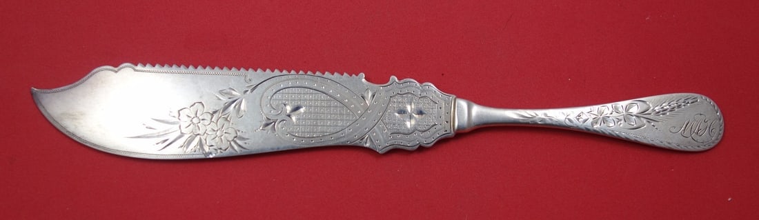 Schulz & Fischer Harvest Wheat Engraved Sterling Silver Cake Saw 8 7/8" (1 of 1)