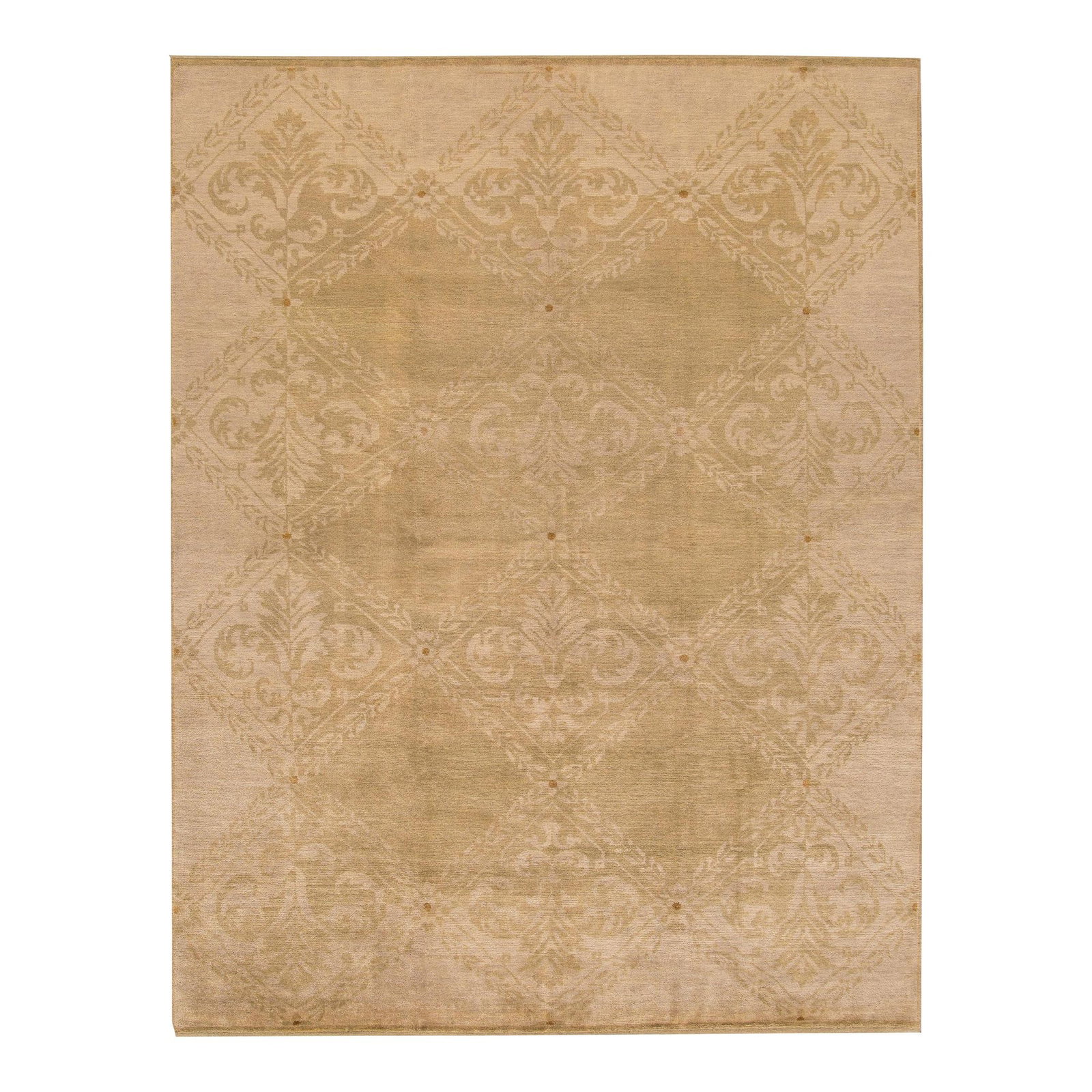 Handmade Beige Geometric Wool Rug Modern Spanish Style 7'10 x 10: Handmade Beige Geometric Wool Rug Modern Spanish Style 7'10 x 10 Enhance your living space with this exquisite Modern Spanish Style handmade wool rug. Featuring a beautiful beige field and ivory accen