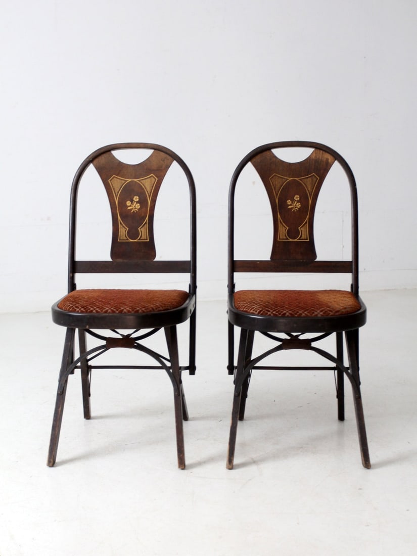 Art Deco Folding Chairs by Louis Rastetter & Sons Pair (1 of 16)