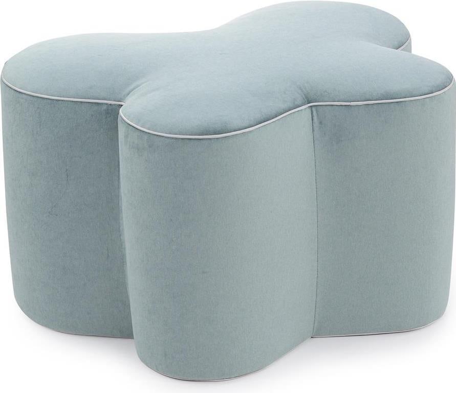 John-Richard Mariposa Large Velvet Ottoman Capri Blue Contemporary (1 of 1)