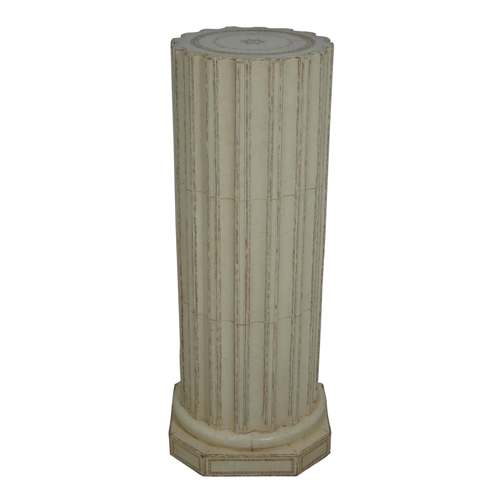 Maitland Smith Leather Wrapped Column Pedestal White 40.5" Tall (1 of 10)
