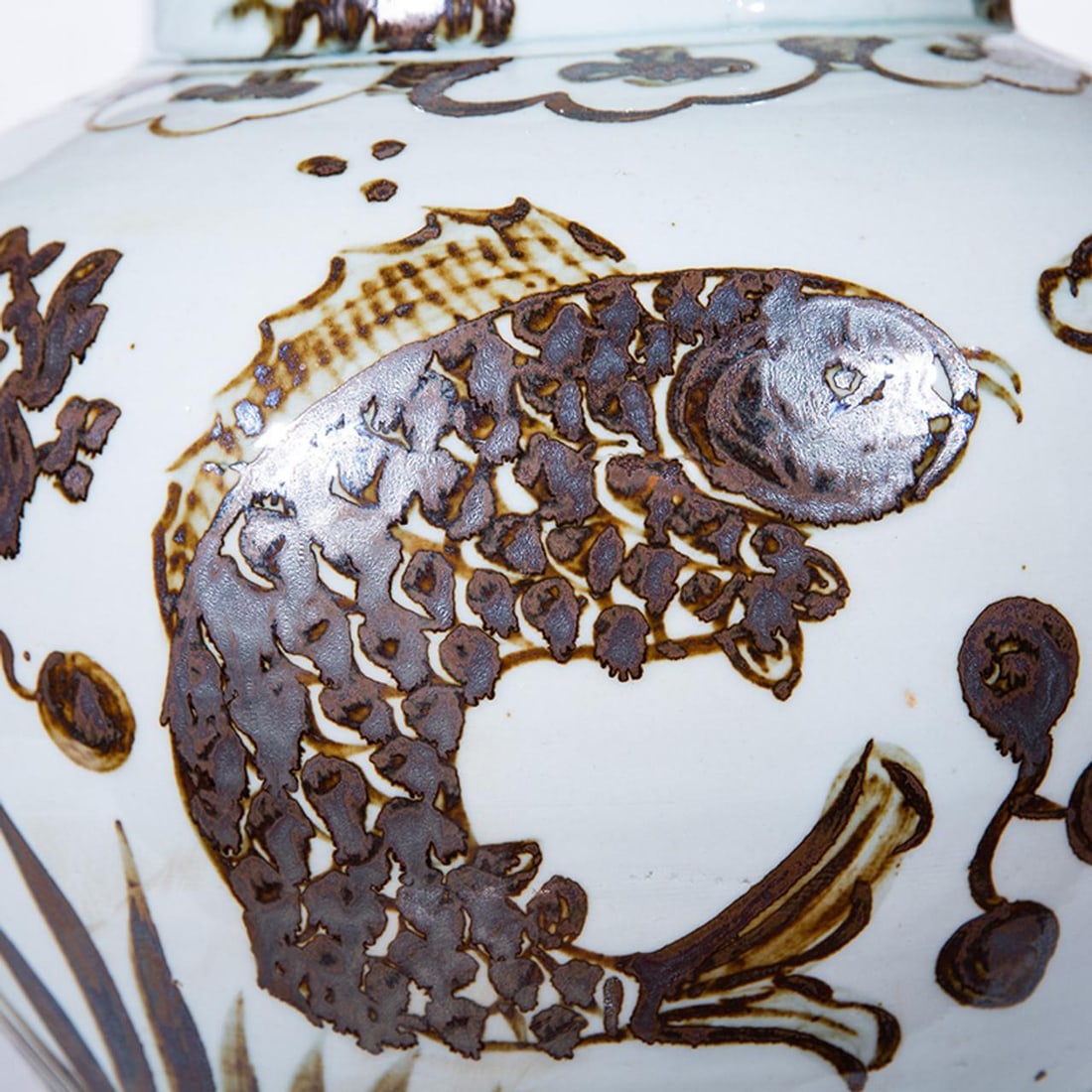 Rustic Brown Hand-Crafted Ceramic Fish Jar Home Decor (1 of 1)