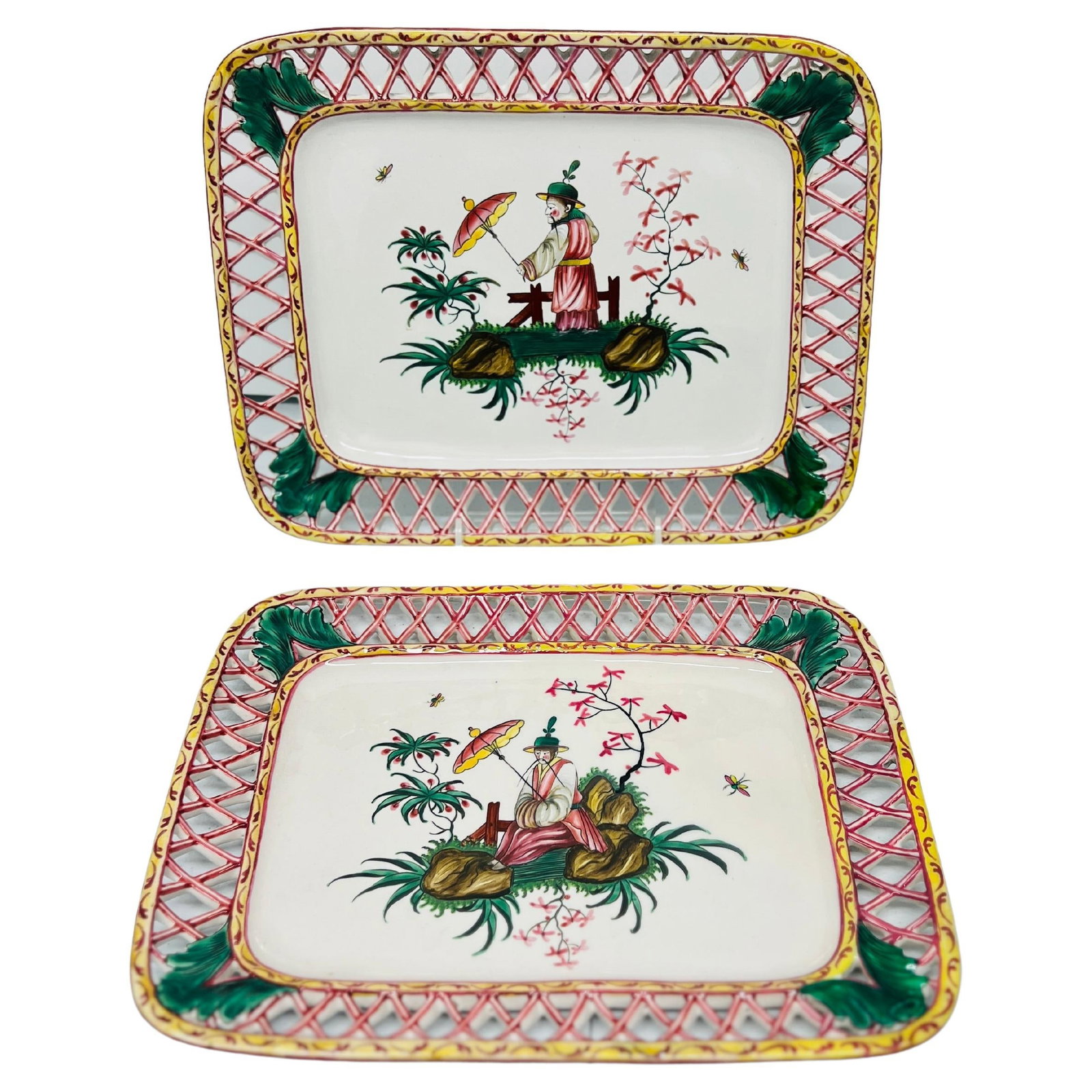 Antique French Faience Chinoiserie Pierced Platters C.1880 (1 of 7)