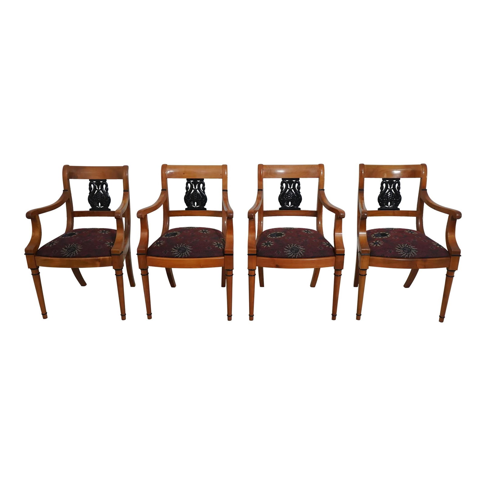 Set of 4 Neoclassical Armchairs with Swan Carved Backs (1 of 10)