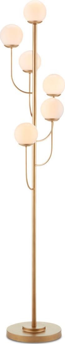 Currey Farnsworth Brass Floor Lamp with White Glass Globes (1 of 6)