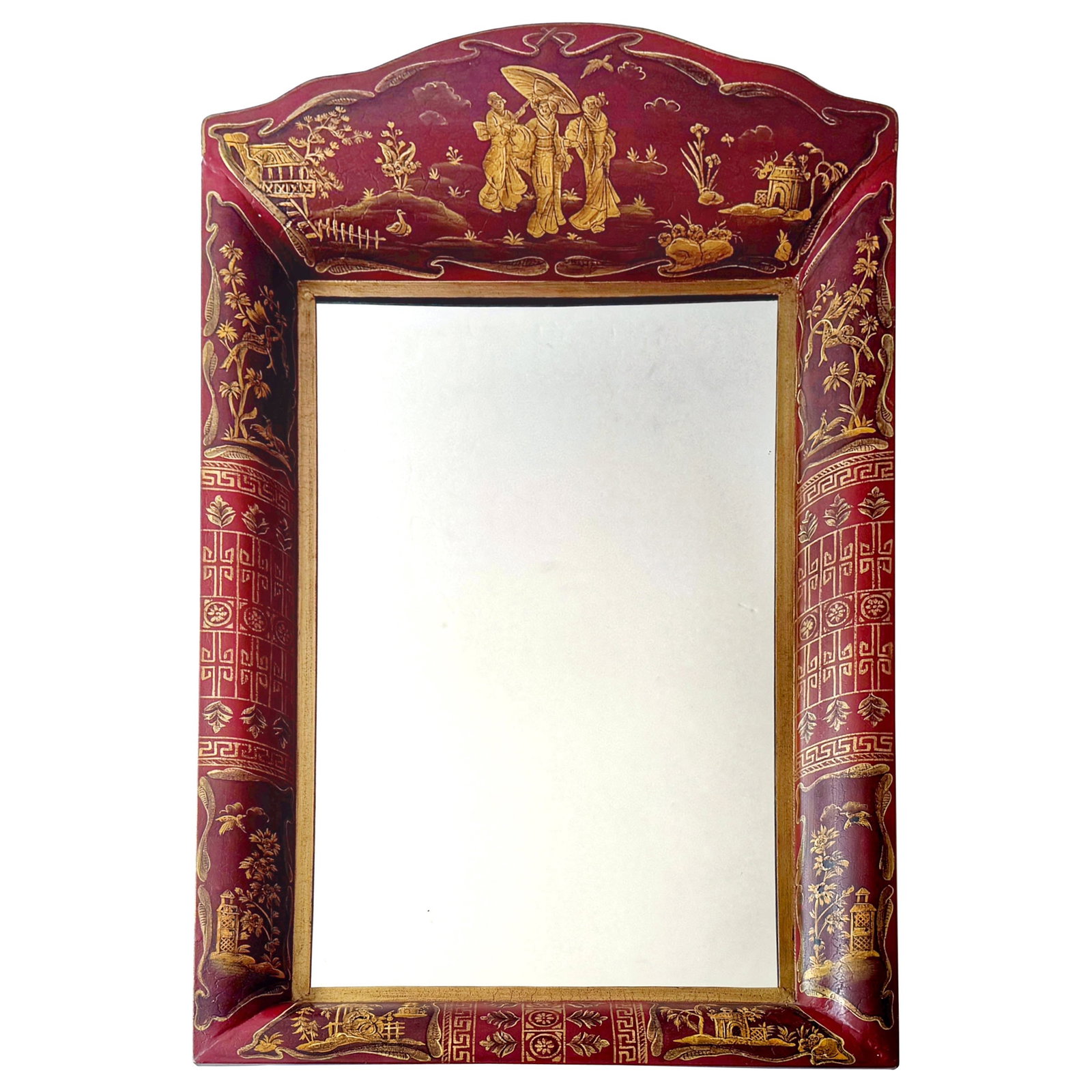 20th Century English Regency Red Tole Chinoiserie Mirror (1 of 7)