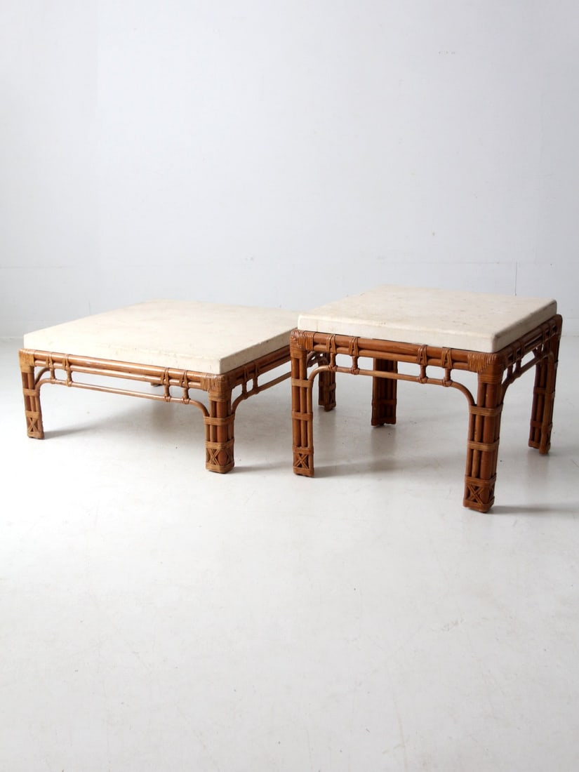 Alexvale Vintage Stone and Rattan Coffee and End Table Set (1 of 18)