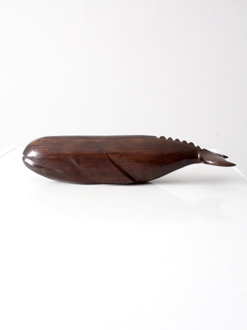 Sculptural Ironwood Whale Minimalist Vintage Decor Accent 16 Inch (1 of 10)