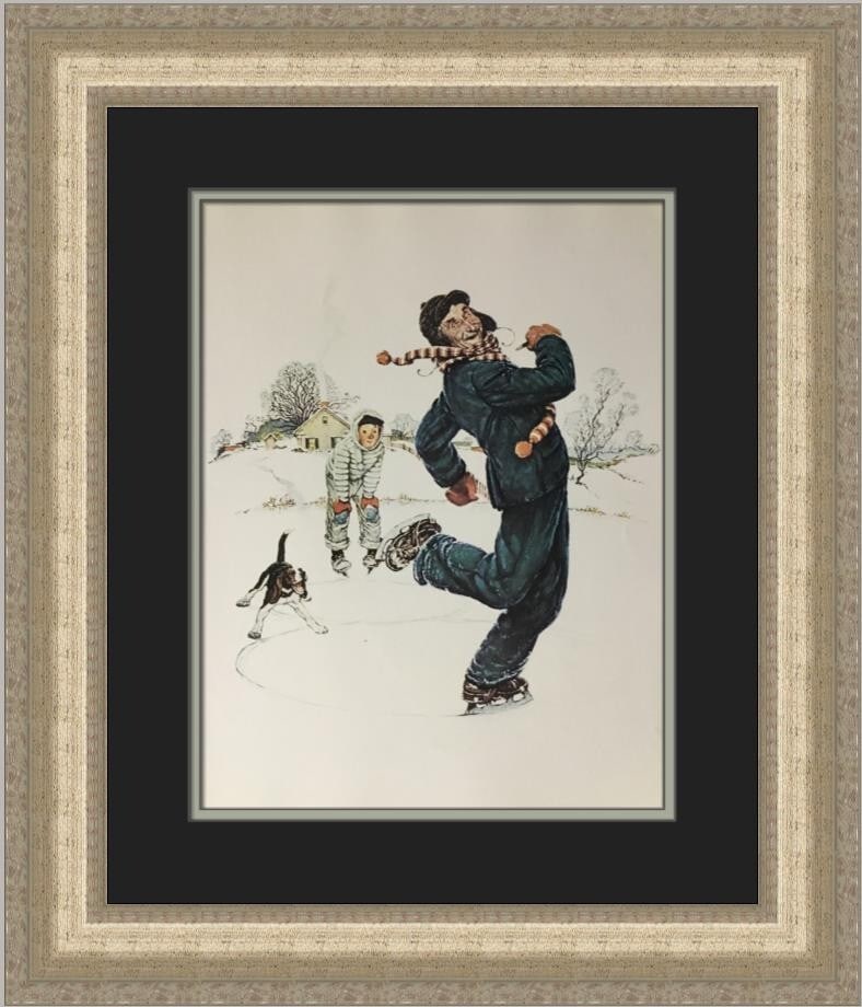 Norman Rockwell Grandpa and Me Winter Custom Framed Print 23 x 19 (1 of 2)