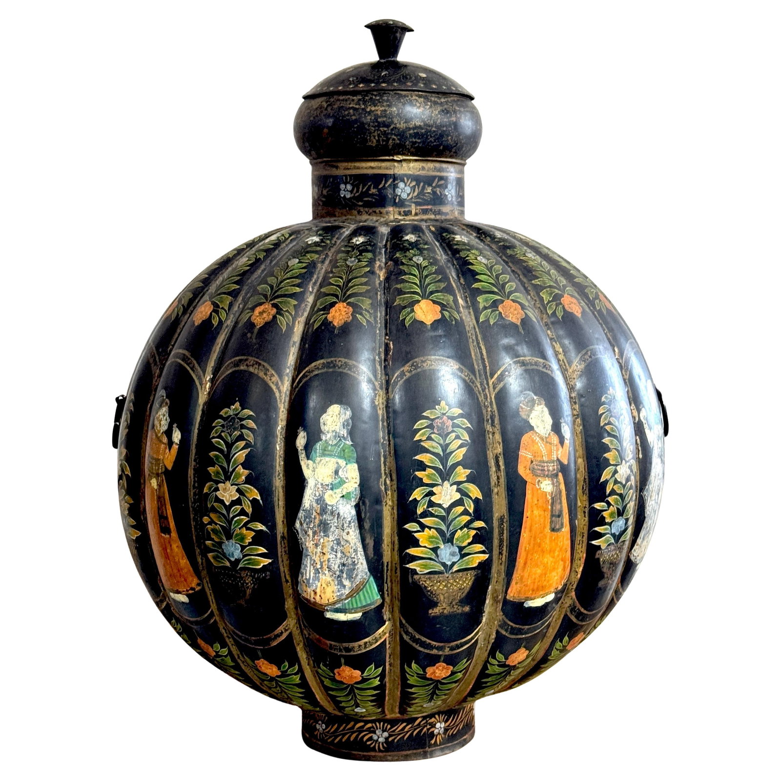 Monumental 1960s Anglo-Indian Polychromed Tole Urn from Rajasthan (1 of 14)
