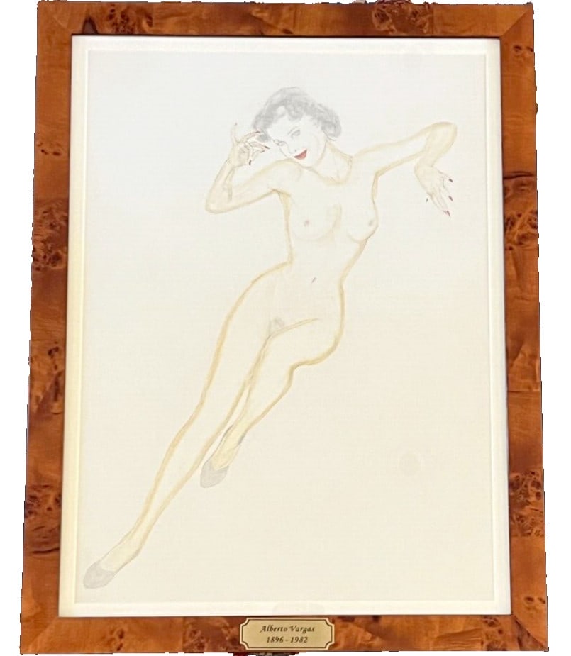 Alberto Vargas Flower Crown Painting Pencil on Paper Board 14.5 x 19.5: Alberto Vargas Flower Crown Painting Pencil on Paper Board 14.5 x 19.5 Experience the exquisite artistry of Alberto Vargas with this captivating painting titled 'Flower Crown'. Created by the renowned