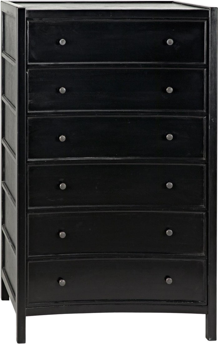 Noir Hampton Tall Boy Dresser Hand-Rubbed Black Mahogany Victorian Style (1 of 6)