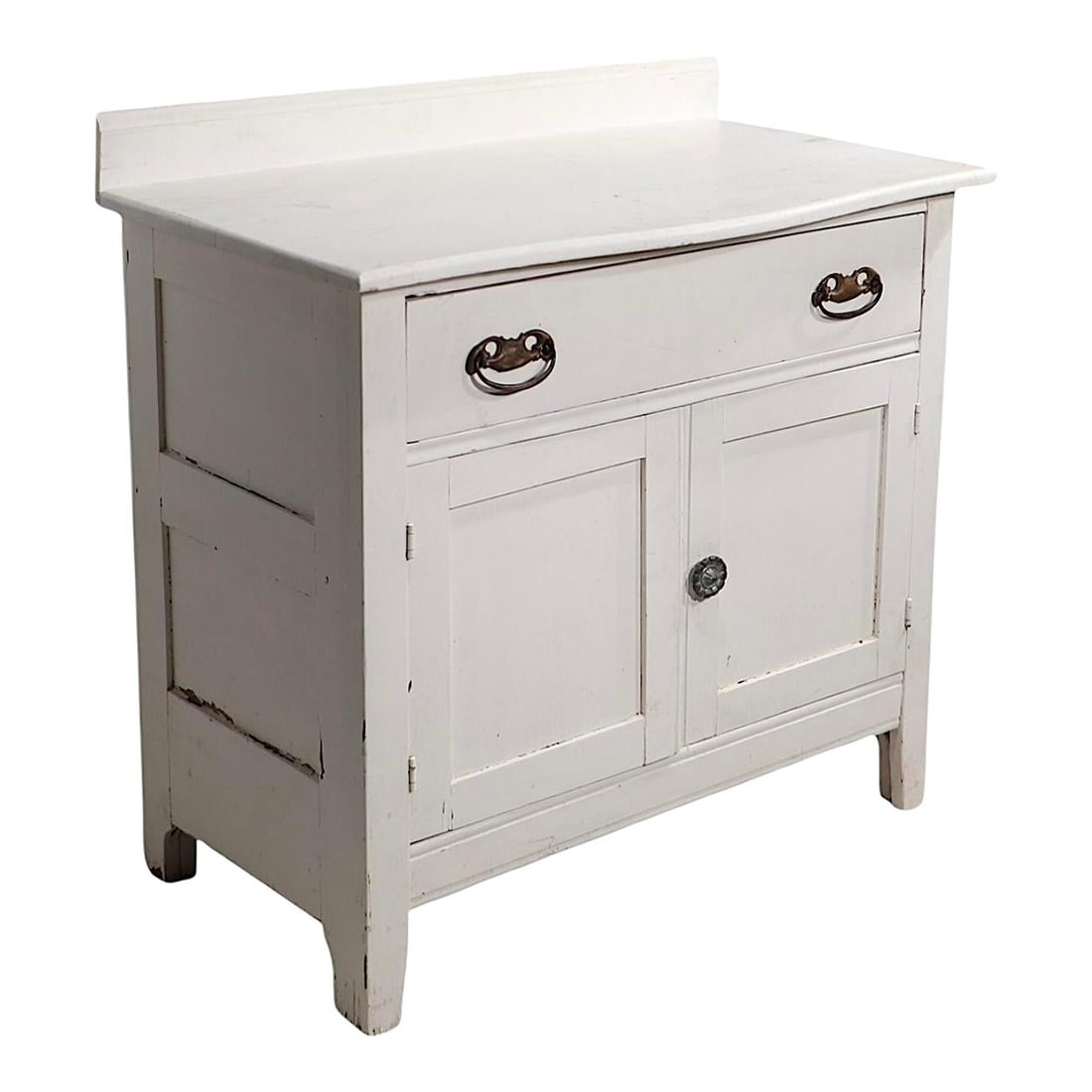 Vintage American White Oak Commode with Doors and Drawer (1 of 8)