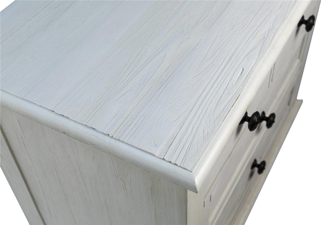 Lugano Whitewash Nightstand Reclaimed Acacia Wood Transitional Style (1 of 8)