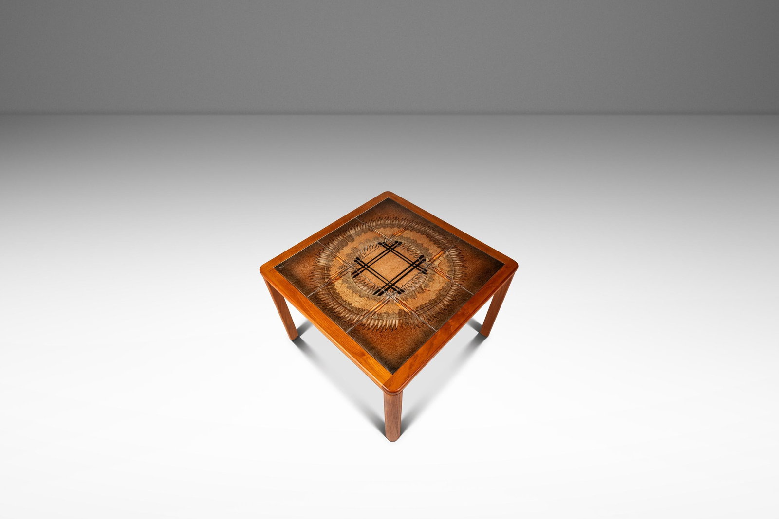 Johannes Andersen Teak Accent Table with Ceramic Tile Inlay Denmark 1970s (1 of 18)