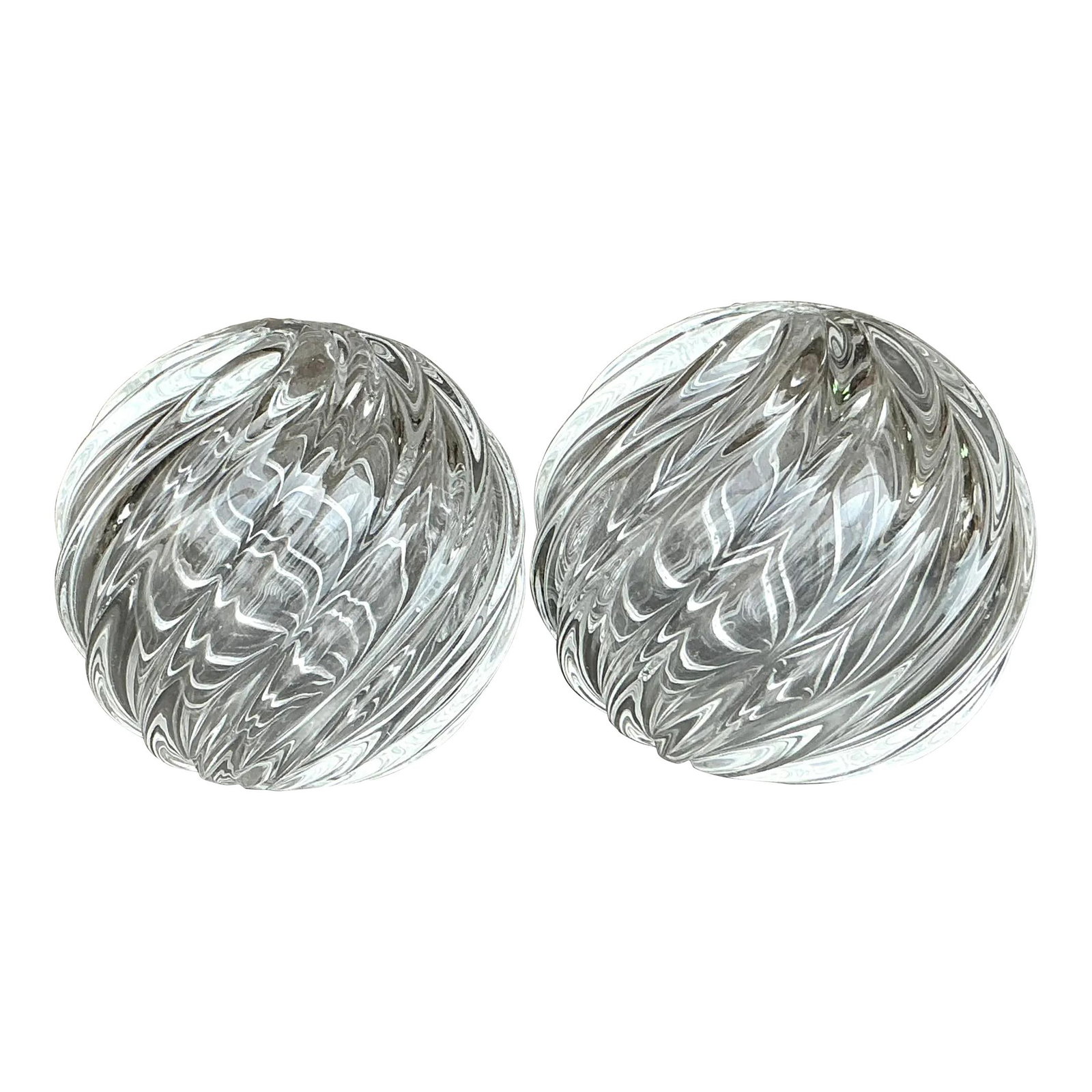 Vintage Regency Blown Glass Swirl Spheres - Decorative Pair (1 of 4)