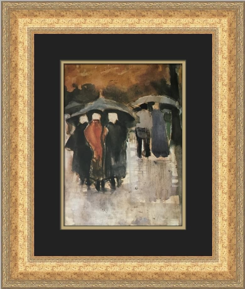 Vincent Van Gogh People Under Umbrellas Custom Framed Print 19x17 (1 of 2)
