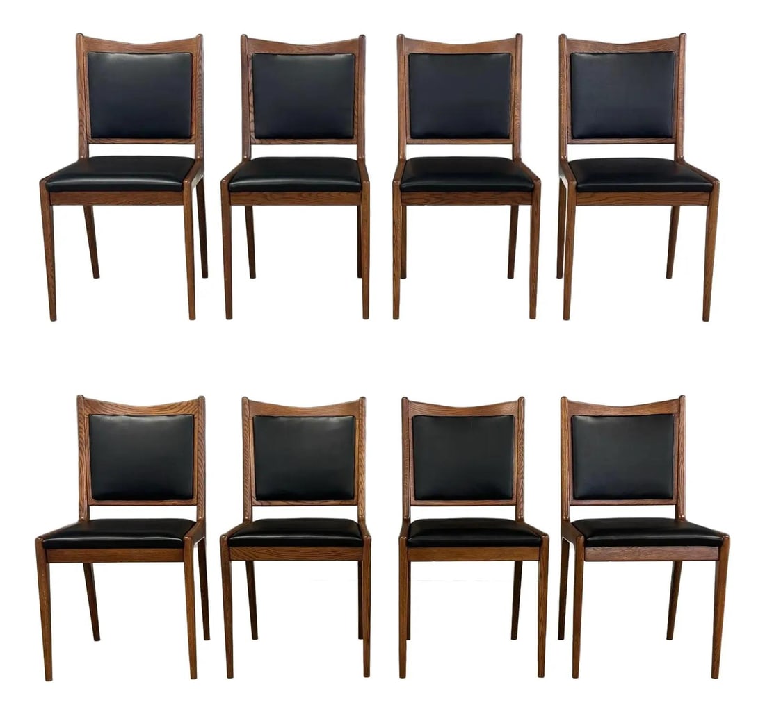 Mid Century Modern Set of 8 Danish Black Dining Chairs (1 of 8)