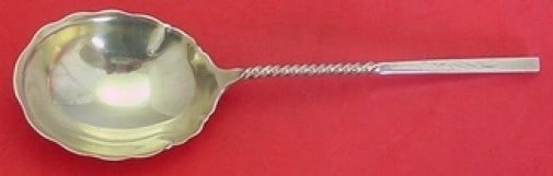 Whiting Square Twist Sterling Silver Berry Spoon 9.25 inches: Whiting Square Twist Sterling Silver Berry Spoon 9.25 inches Introducing the Square Twist Berry Spoon by Whiting, a stunning addition to your serving collection. This exquisite serving spoon is crafte