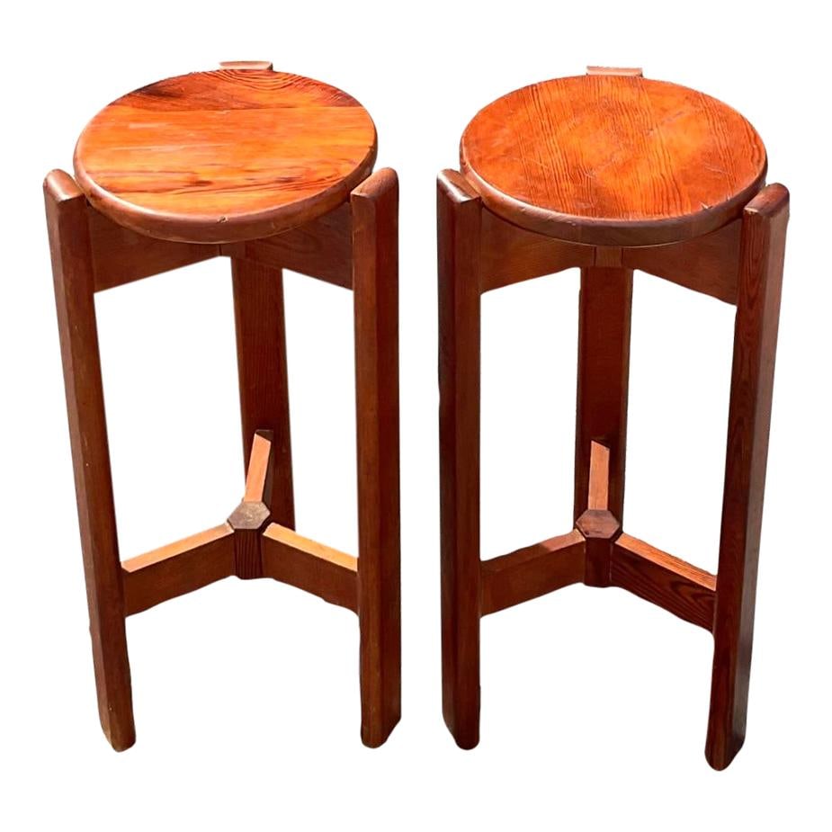 Set of 2 Vintage Mid-Century Modern Wood Barstools Chocolate (1 of 6)