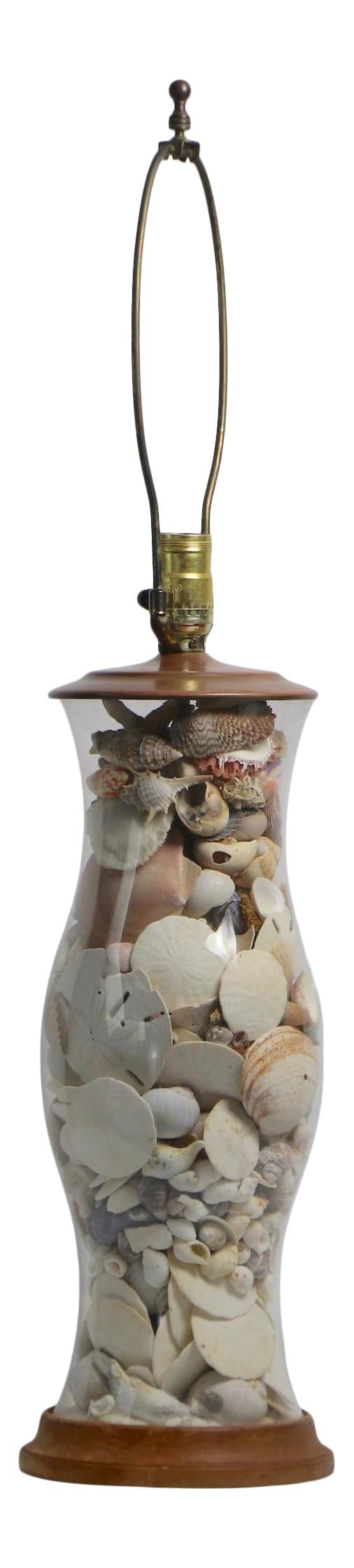 Charming Sea Shell Table Lamp Wood Glass 31 Inch Accent (1 of 8)