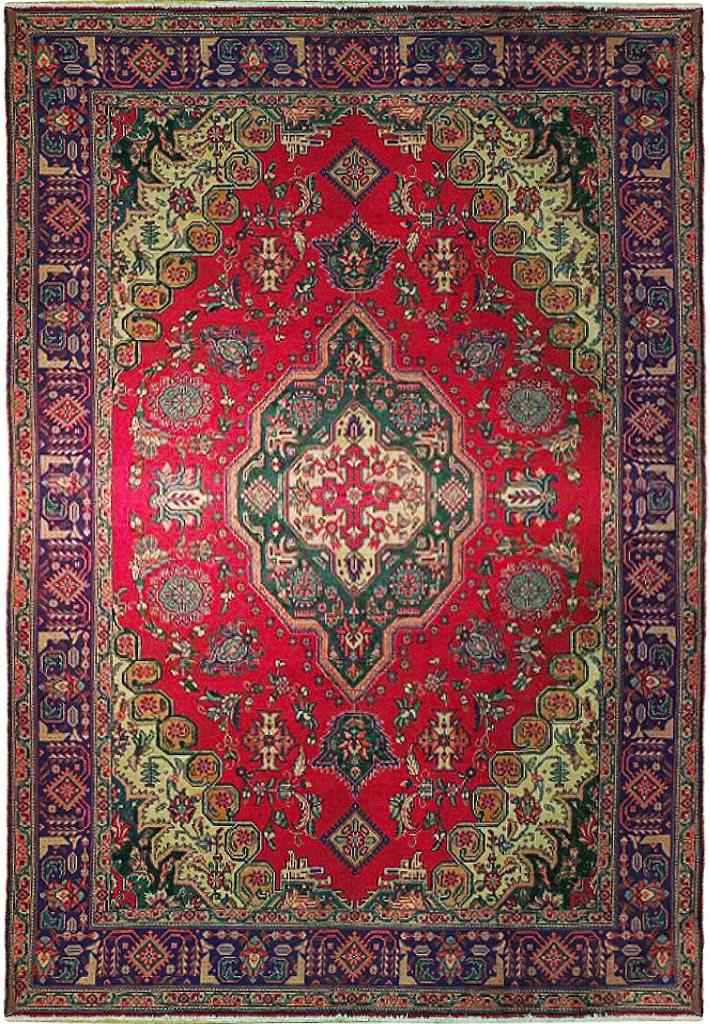 Handcrafted Semi Antique Persian Tabriz Rug 9.7 x 12.8 Red Wool (1 of 6)