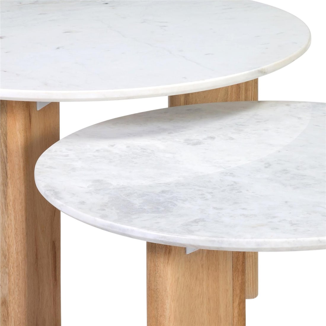 Bryn Square Coffee Table Natural Wood White Marble (1 of 3)