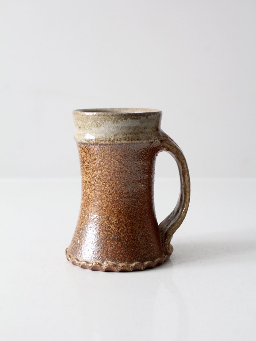 Handmade Vintage Ceramic Mug With Sculptural Handle and Layered Glaze (1 of 10)