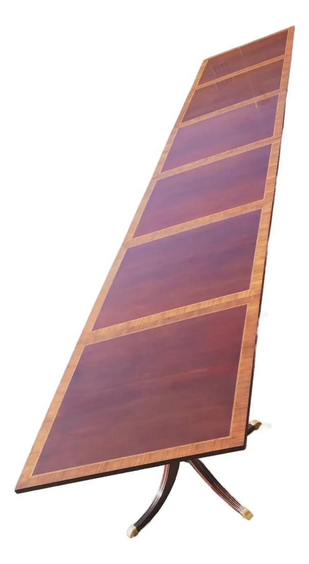 Councill Craftsmen 24 Ft Mahogany Banded Dining Table 6 Pieces (1 of 10)