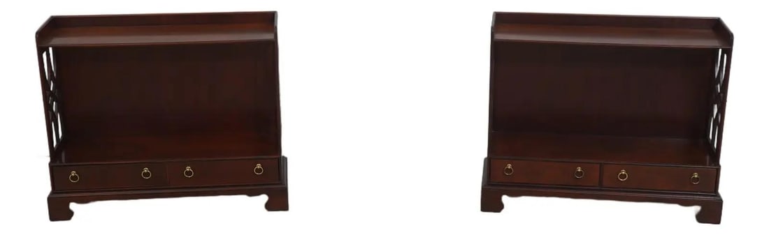 Baker Chippendale Mahogany Pair Small 1 Drawer Bookcases (1 of 10)