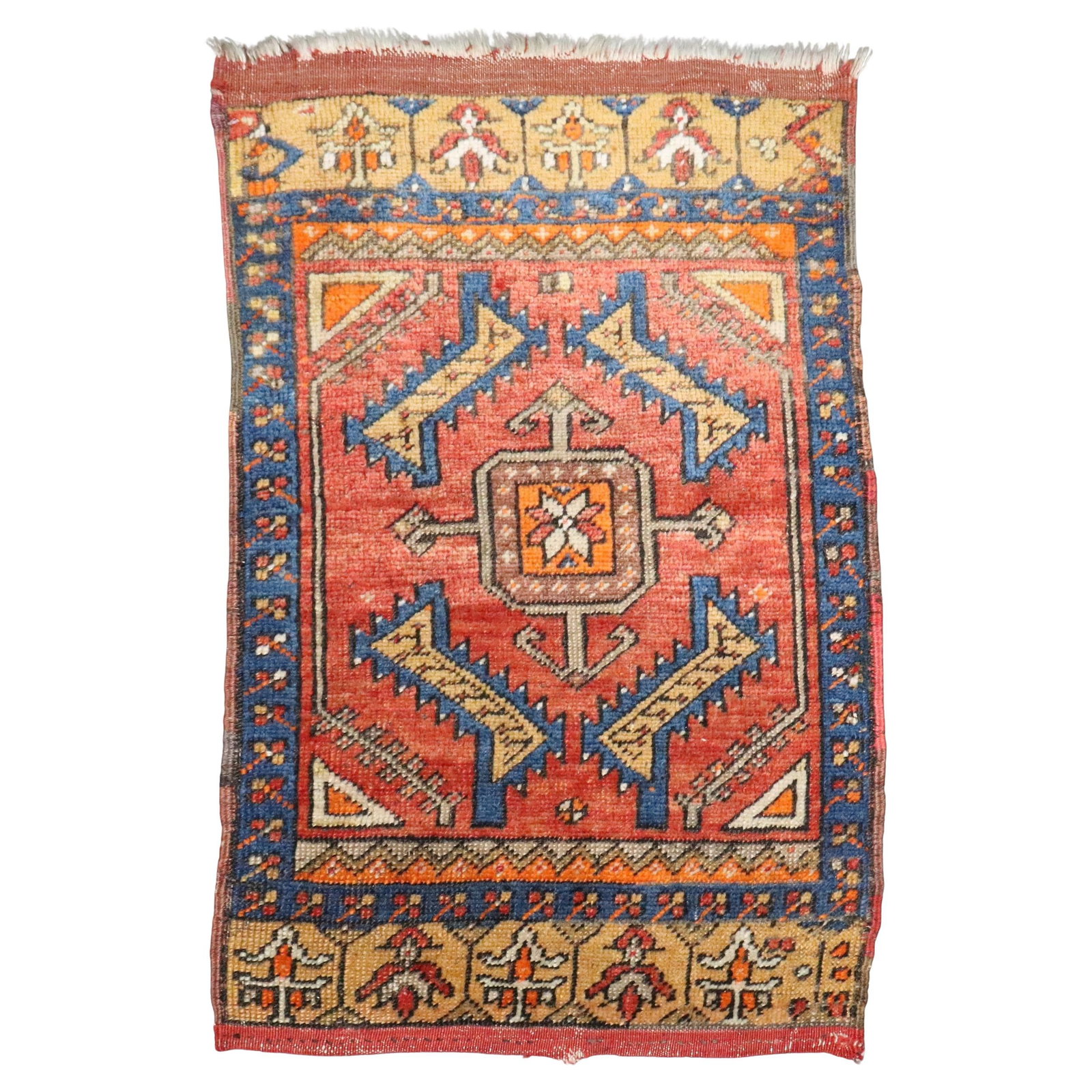 Antique Anatolian Turkish Hand-Knotted Tribal Rug 22 x 31 inches: Antique Anatolian Turkish Hand-Knotted Tribal Rug 22 x 31 inches Discover a stunning piece of history with this Antique Anatolian Turkish Small Tribal Rug from the Zabihi Collection. This exquisite ha