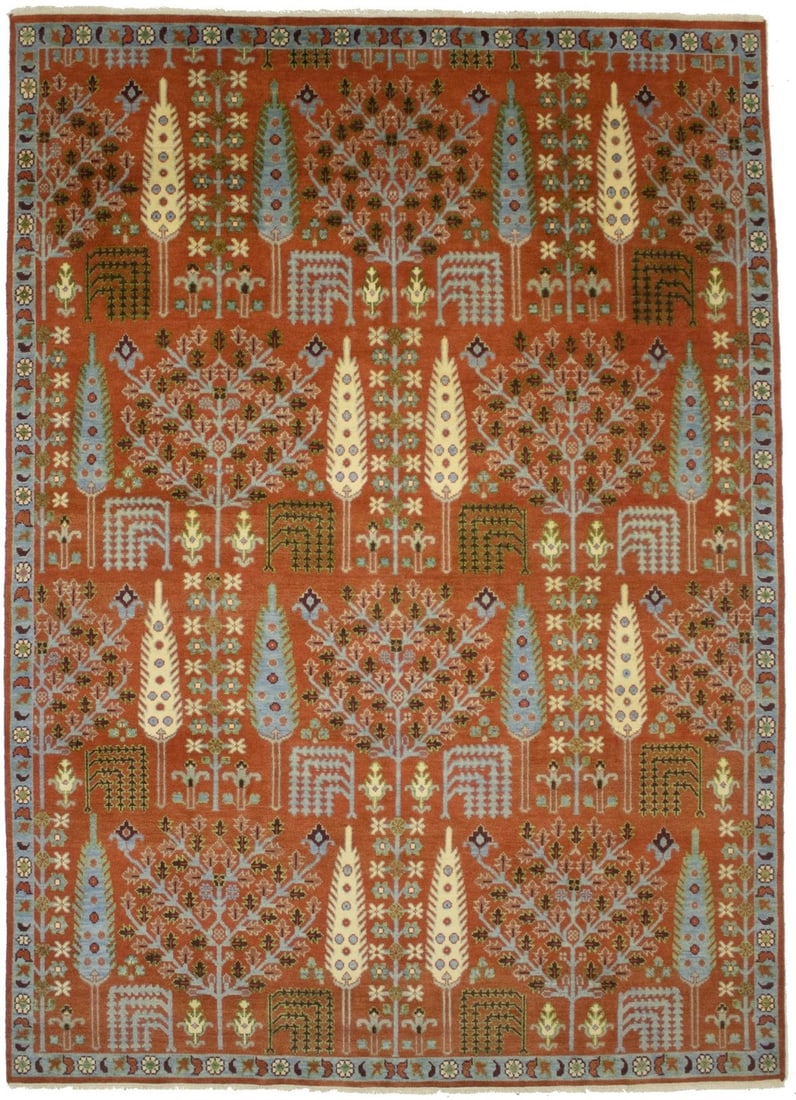 Tree of Life Chobi Hand-Knotted Wool Rug 8'8 x 11'11 Floral Design: Tree of Life Chobi Hand-Knotted Wool Rug 8'8 x 11'11 Floral Design Enhance your living space with the exquisite Tree of Life Chobi Oriental Rug, a stunning piece that combines traditional craftsmanshi