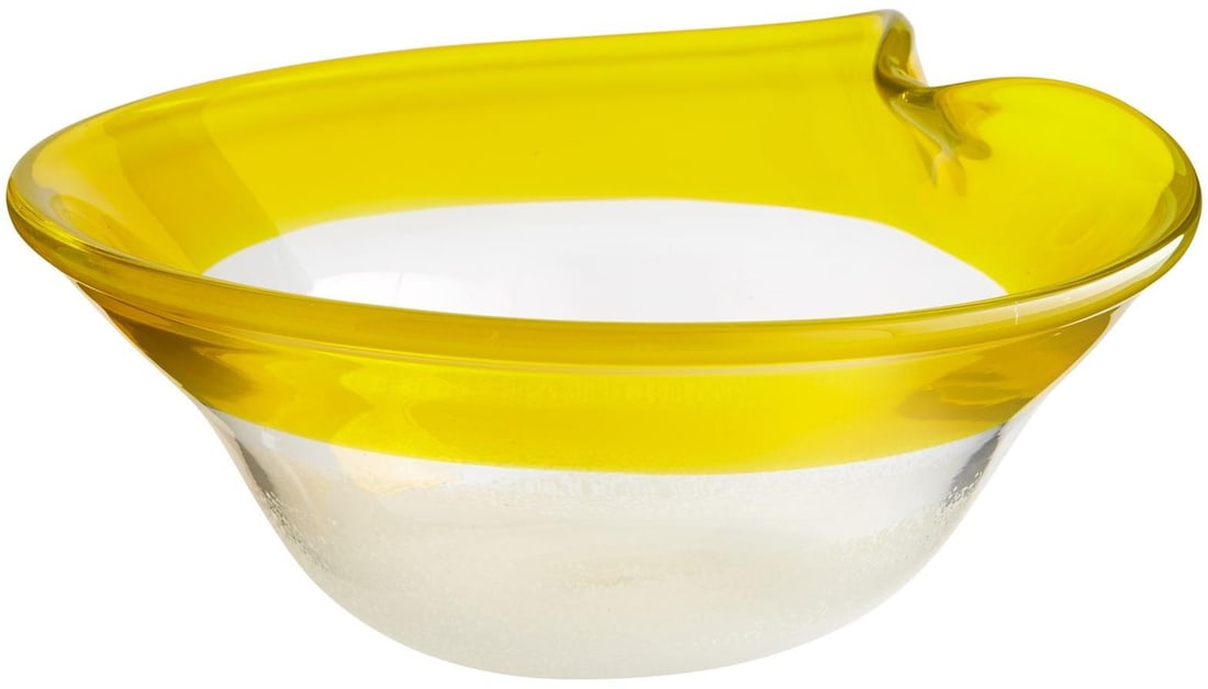 Cyan Neo-Classical Yellow Dimpled Glass Urn Bowl 5.5H 13.5W 11D (1 of 1)