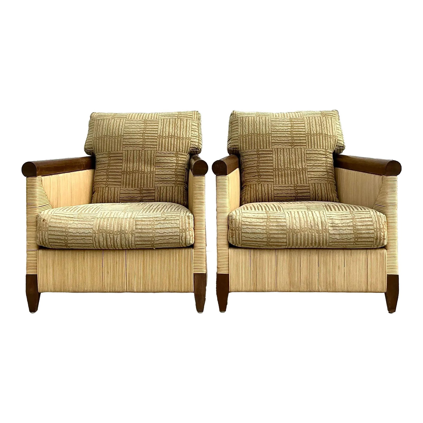 Vintage Donghia Merbau Woven Rattan Lounge Chairs Pair (1 of 10)