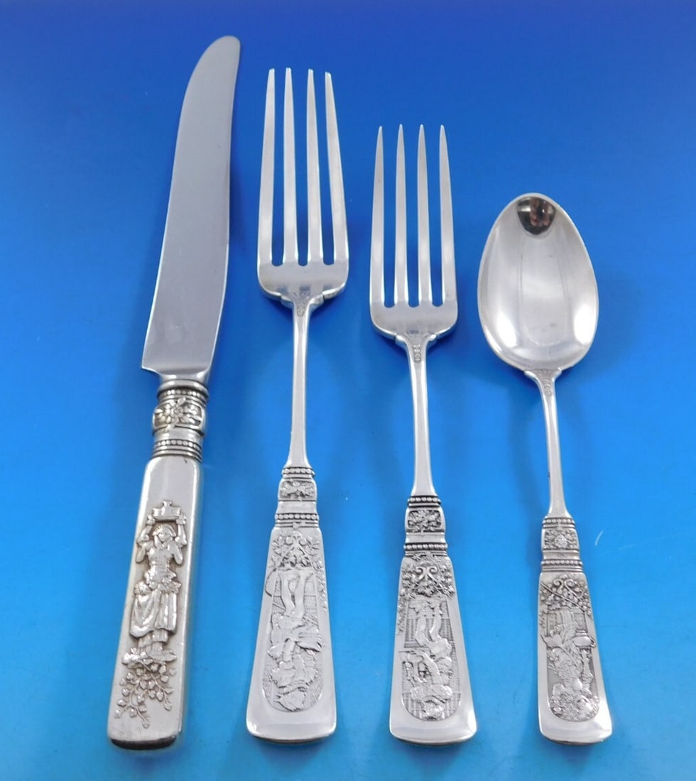 Gorham Fontainebleau Sterling Silver Flatware Set 27 pcs with Caddy (1 of 9)