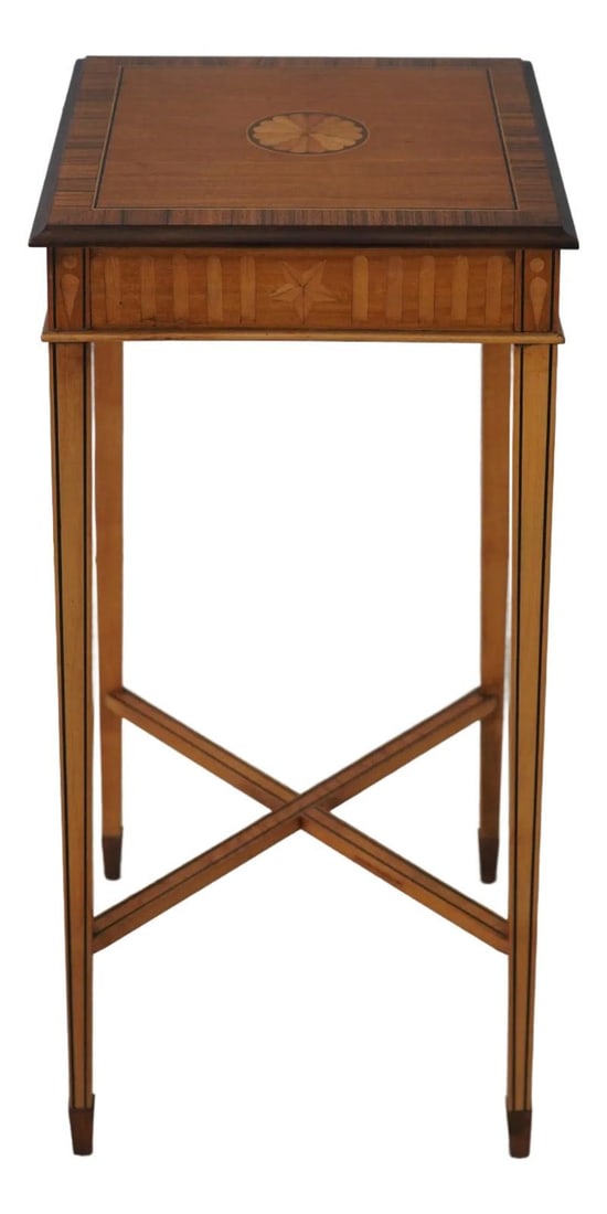 Baker Adam Style Satinwood Inlaid Occasional Table 12 x 12 x 28 (1 of 10)