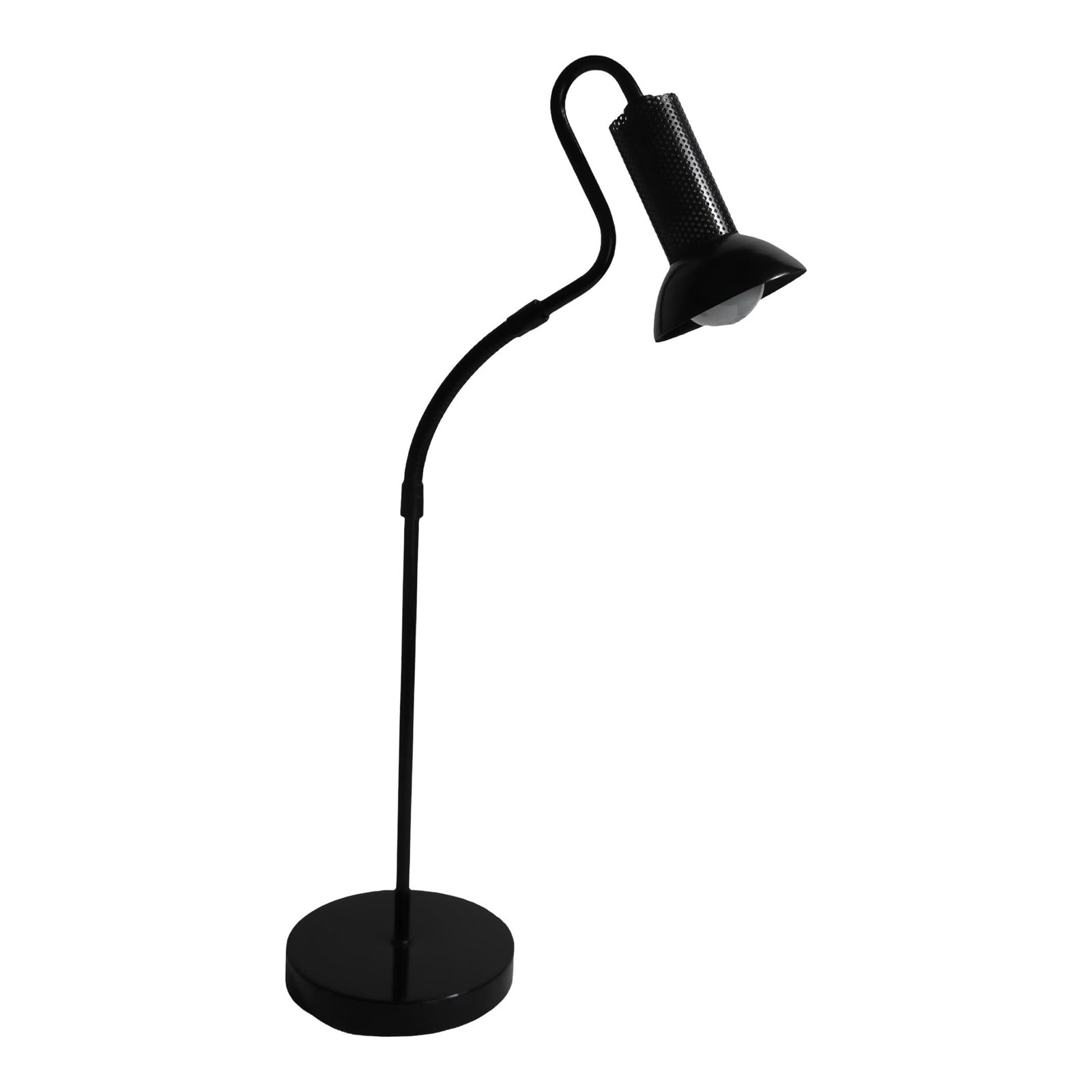 1980s Post Modern Black Gooseneck Desk Lamp with Perforated Shade (1 of 10)