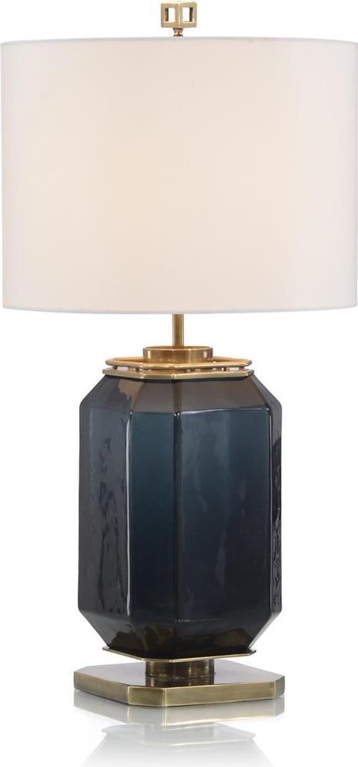 Elegant John-Richard Brass and Glass Table Lamp Navy Blue (1 of 2)