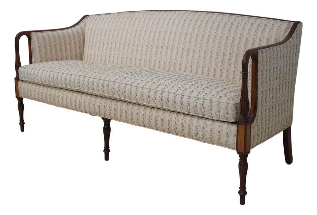 Sheraton Style Inlaid Mahogany Sofa by Southwood 71" Brown (1 of 10)