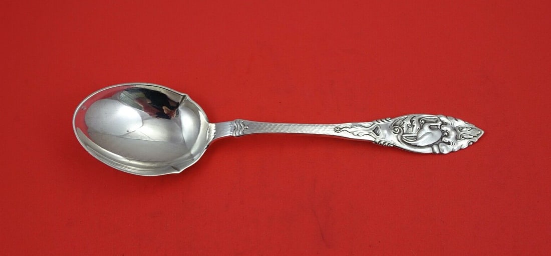 Ibis by Hestenes .830 Silver Berry Spoon Bird Motif 8 1/8" (1 of 2)
