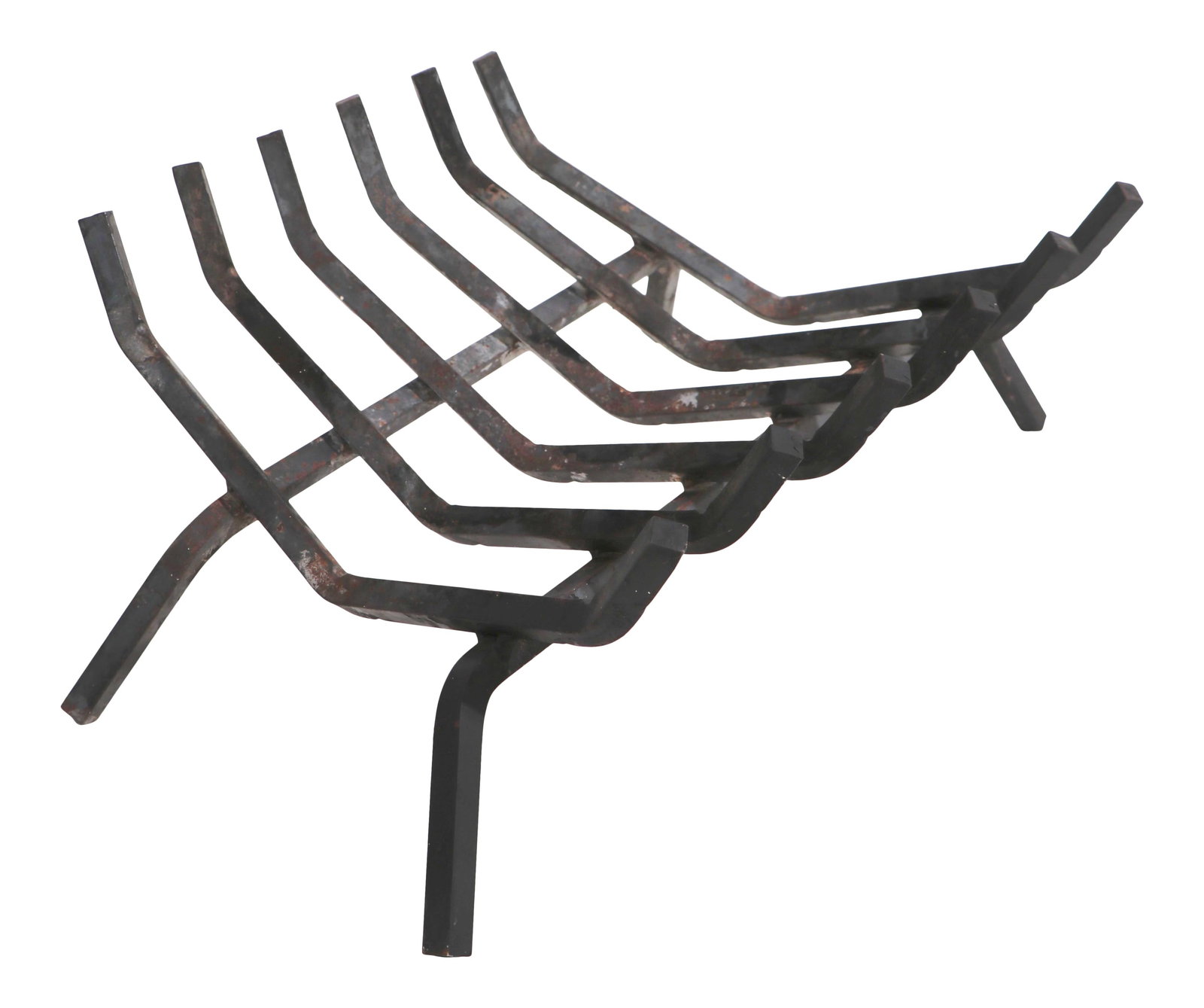 Mid Century Black Iron Fireplace Grate with 6 Log Supports (1 of 6)