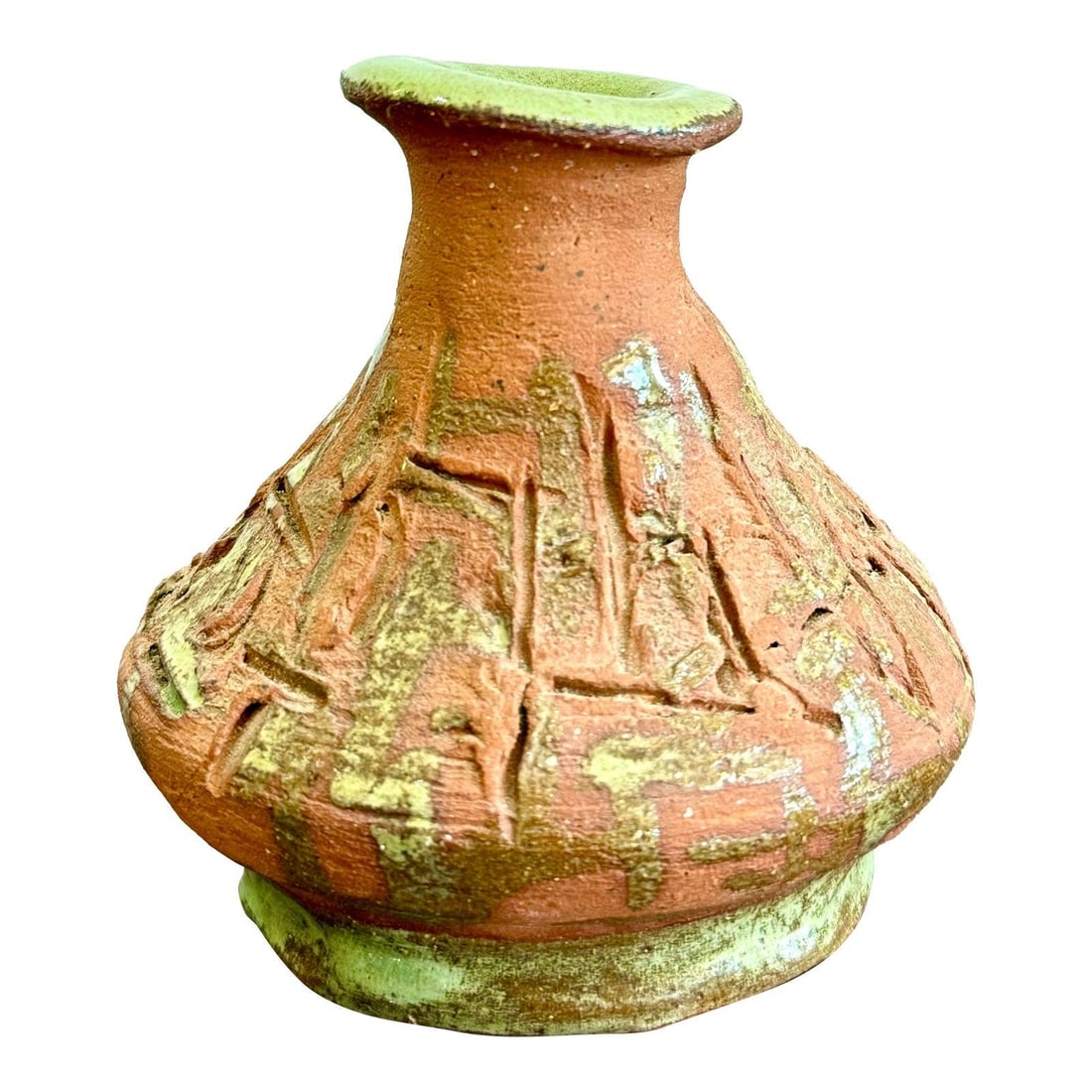 Handmade Vintage Studio Pottery Vase with Abstract Carving (1 of 7)