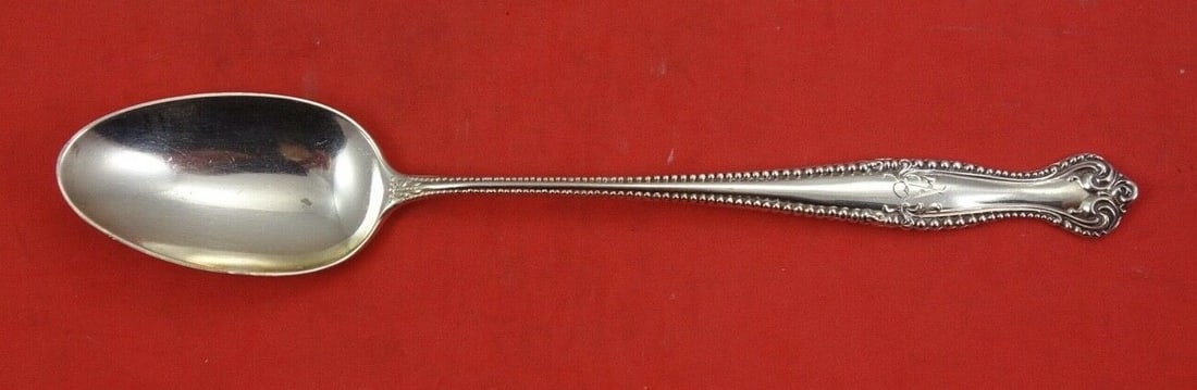 Towle Sterling Silver Parfait Spoon Canterbury 6 3/8 inches Monogrammed: Towle Sterling Silver Parfait Spoon Canterbury 6 3/8 inches Monogrammed This exquisite parfait spoon is crafted from sterling silver and features the elegant Canterbury pattern by Towle. Measuring 6 3