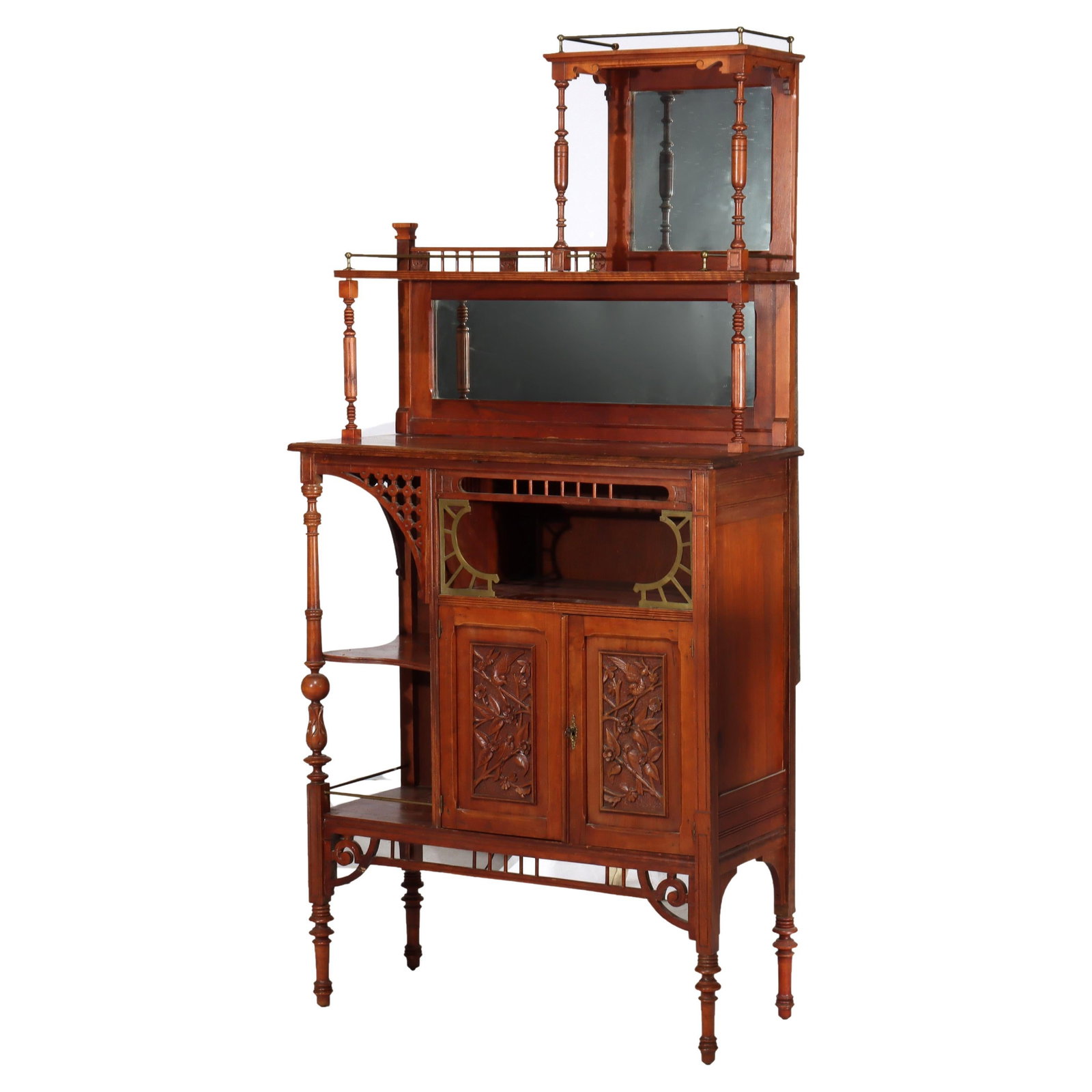 C1880 Antique Aesthetic Movement Cherry Etagere with Mirrored Back (1 of 16)