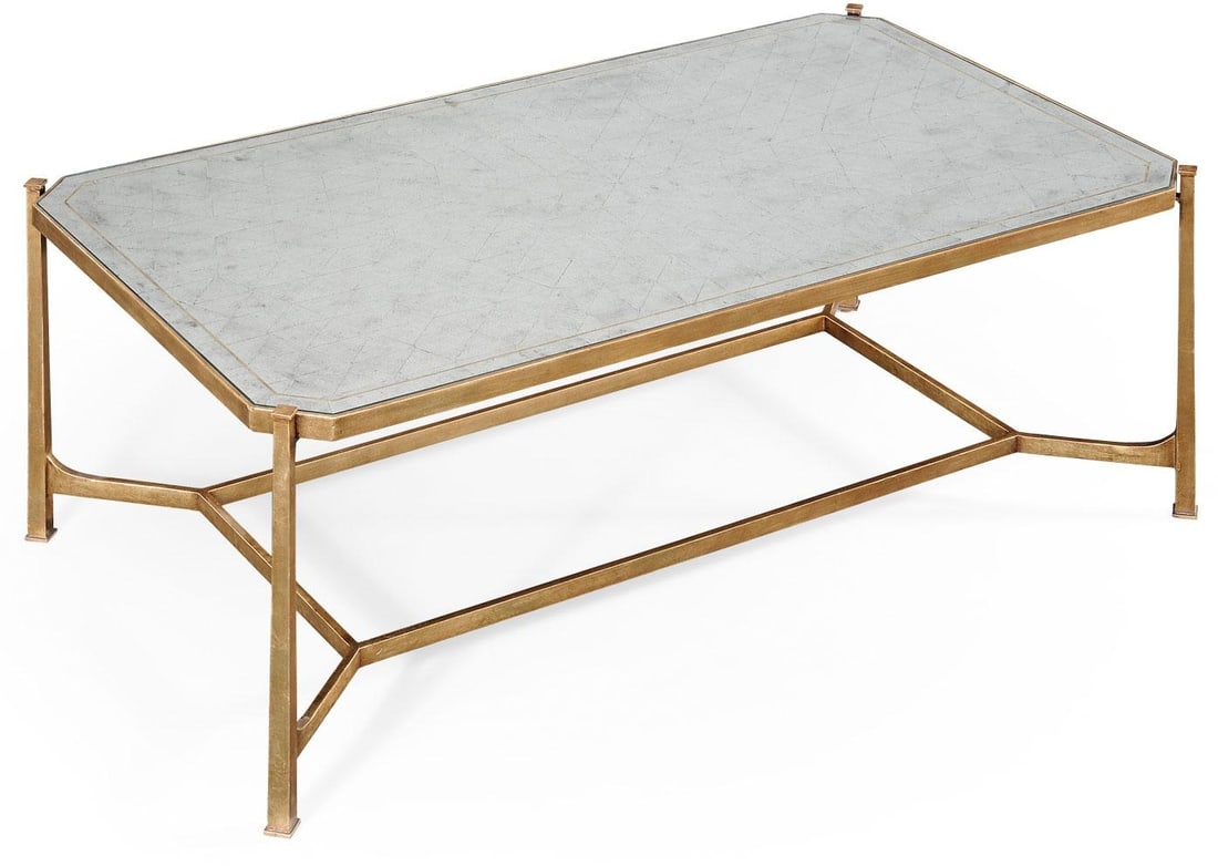 Jonathan Charles Luxe Distressed Gold Leaf Coffee Table (1 of 4)