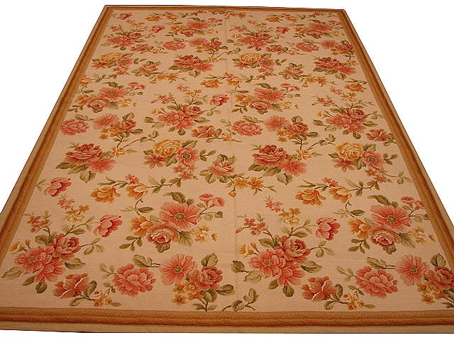 6' x 9' Beige Hand-Knotted Needlepoint Rug from China (1 of 6)