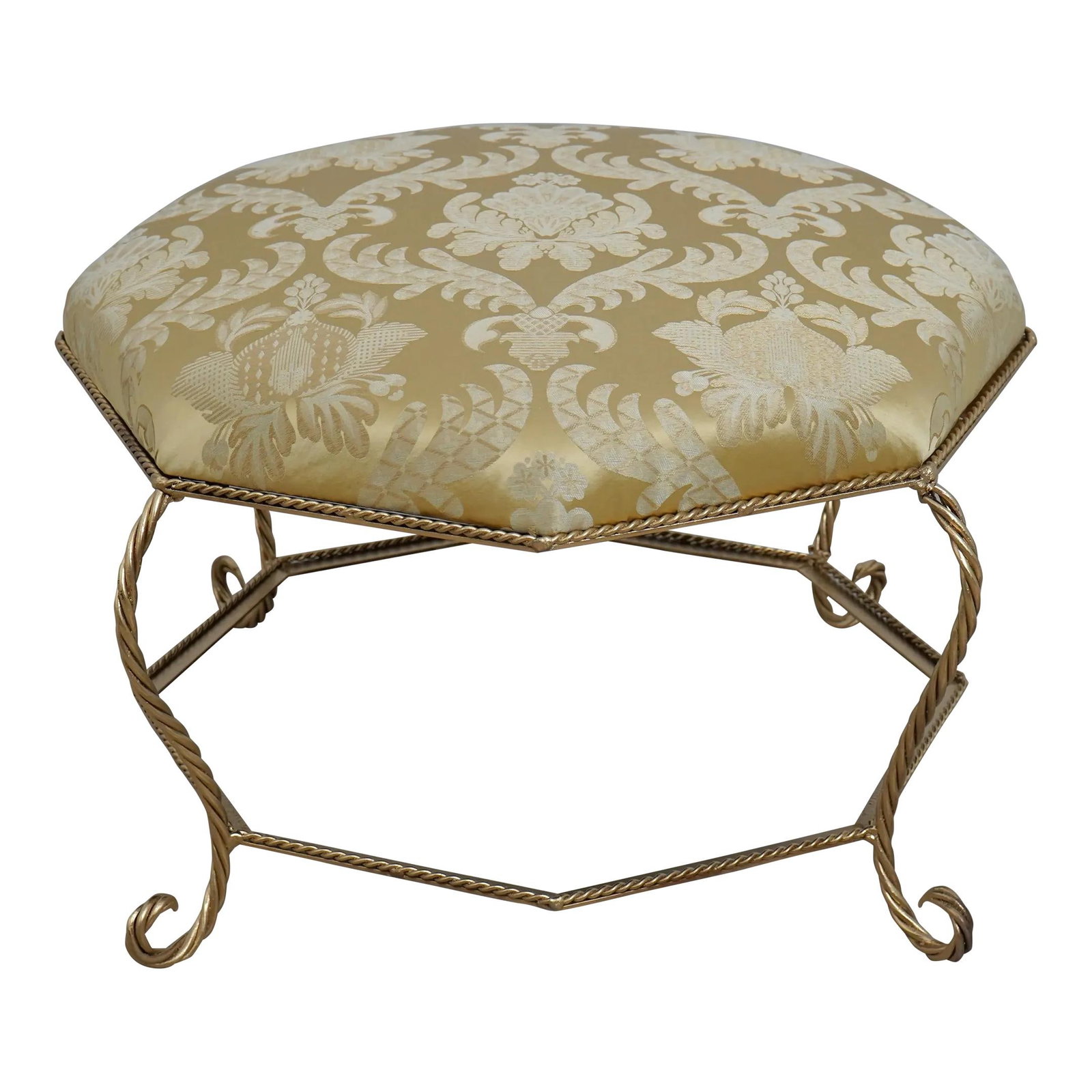 Italian Gold Finish Rope Twist Ottoman 30 x 30 x 19 (1 of 9)