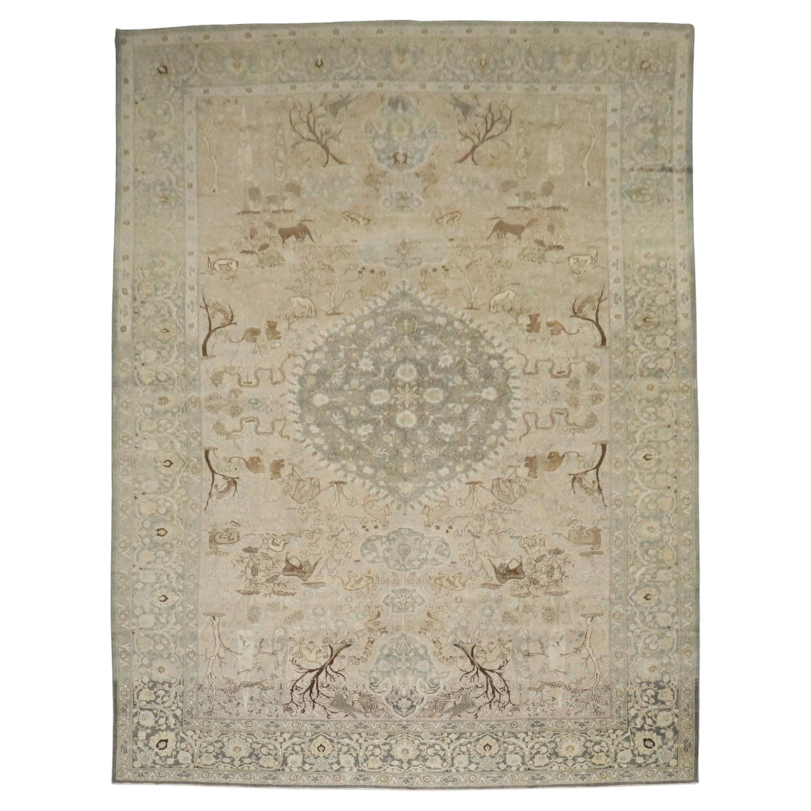 Large Antique Persian Tabriz Pictorial Rug 11'4 x 17'2 1920s (1 of 11)