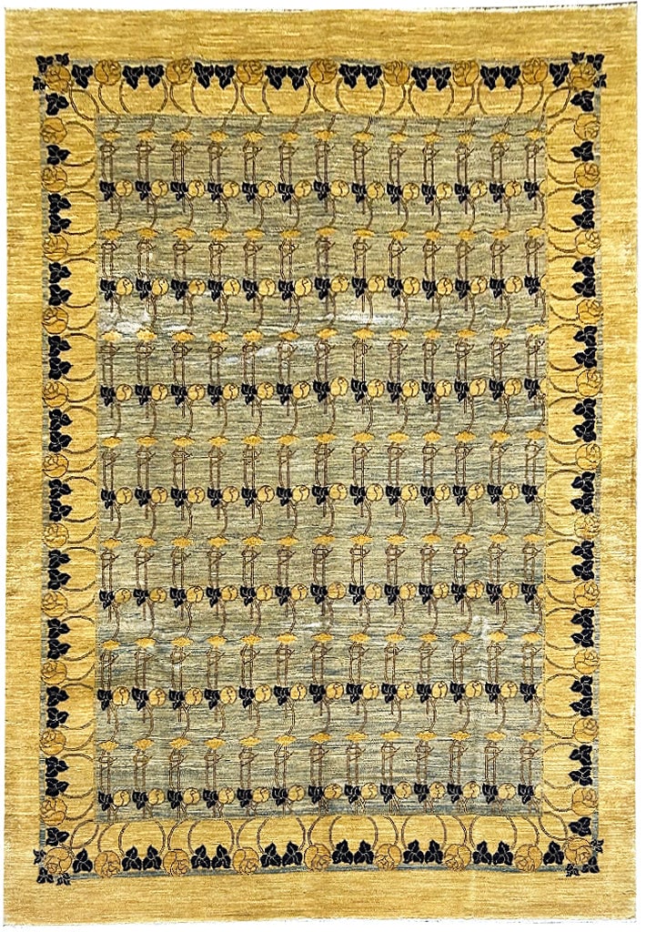 Handmade 9 x 12 Natural Wool Rug Sage Green Gold Transitional Design (1 of 11)